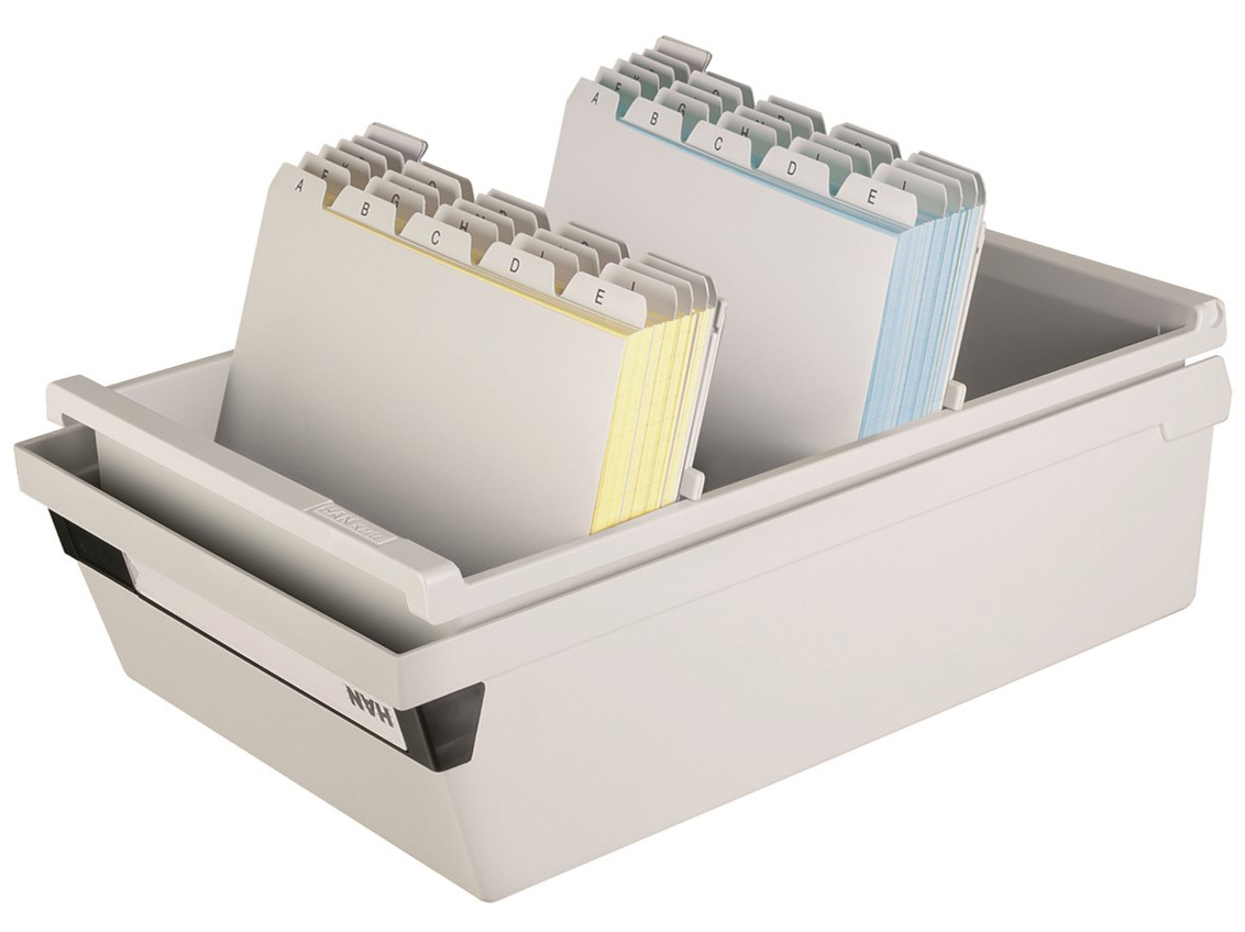 Karteikasten DIN A5 lang, mit Deckel, grau