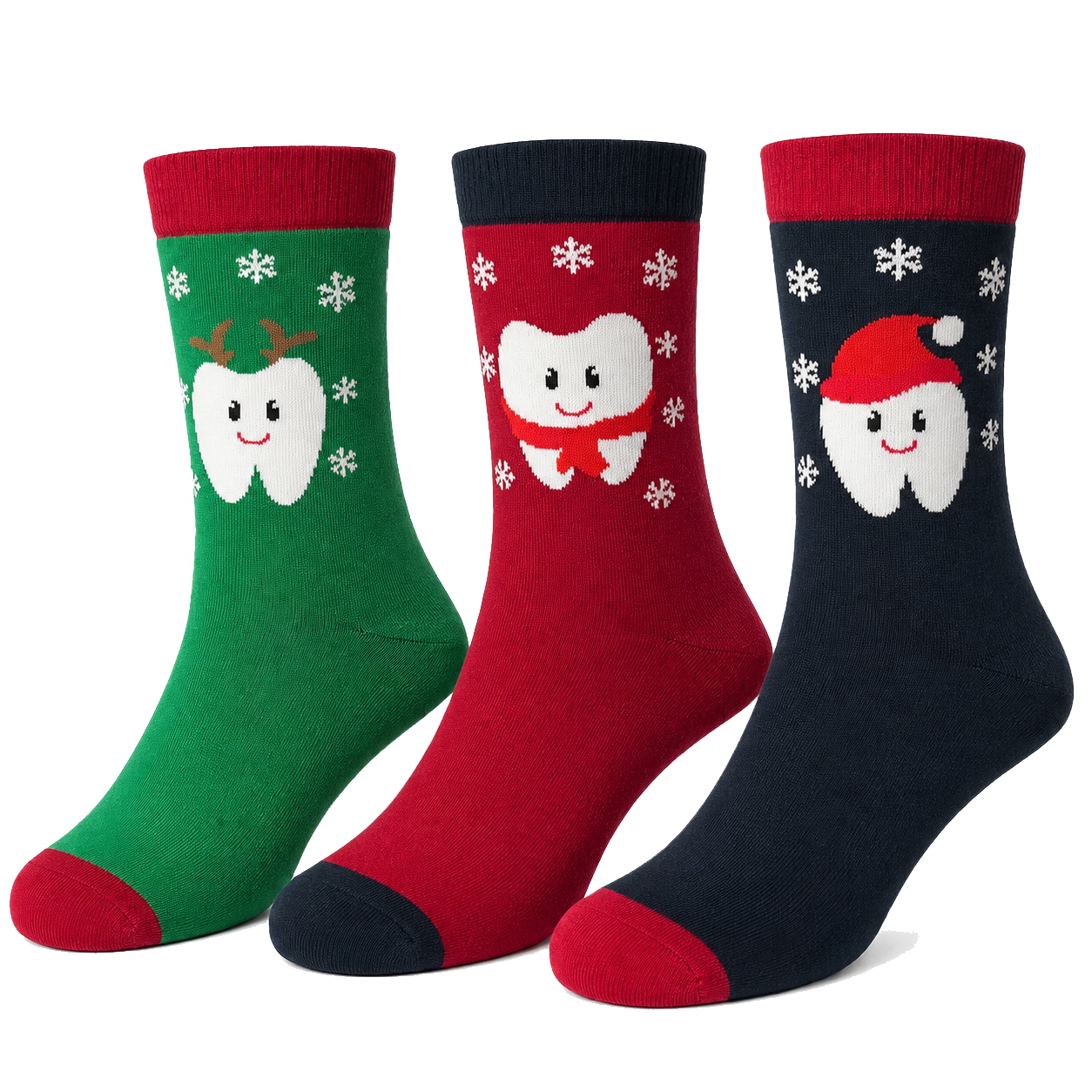 Winter-Weihnachtssocken Zahnarzt Edition – 3er-Pack bunt, Beyco-Socks