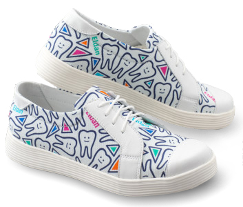 116 Med-Sneaker Damenhalbschuh Zahnmuster/weiß