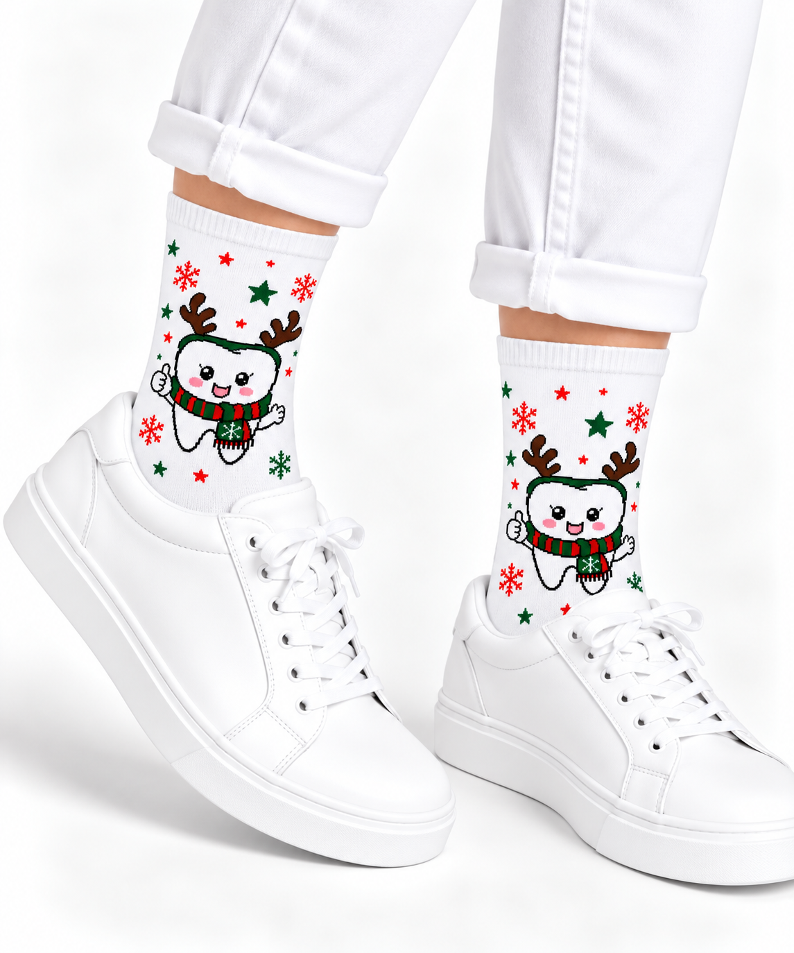 Winter-Weihnachtssocken Zahnarzt Edition – 3er-Pack weiß, Onesize 38-44, Beyco-Socks