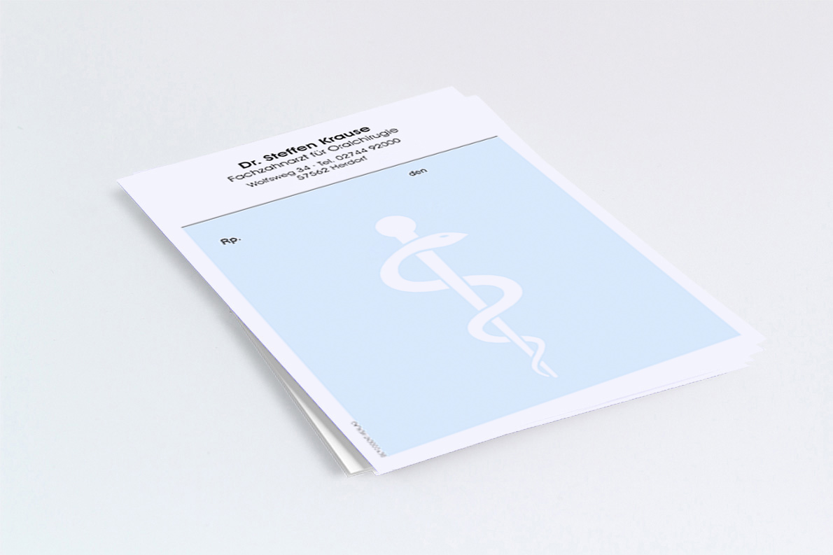 Privatrezept Aesculap mit Praxiseindruck, ungeblockt