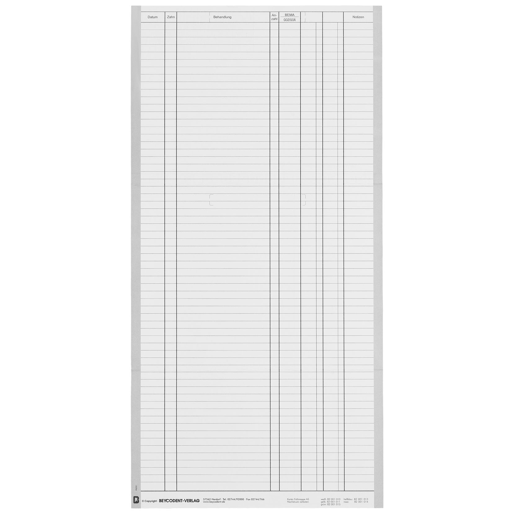 Kartei-Faltmappe A5  / Dental, Zahnarztkartei