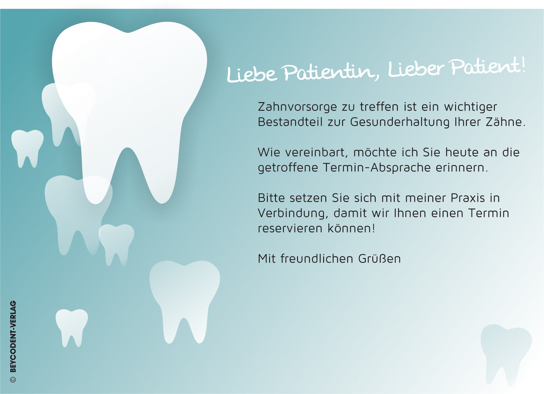 Zahnvorsorgekarte - Motiv: Zahn-Design