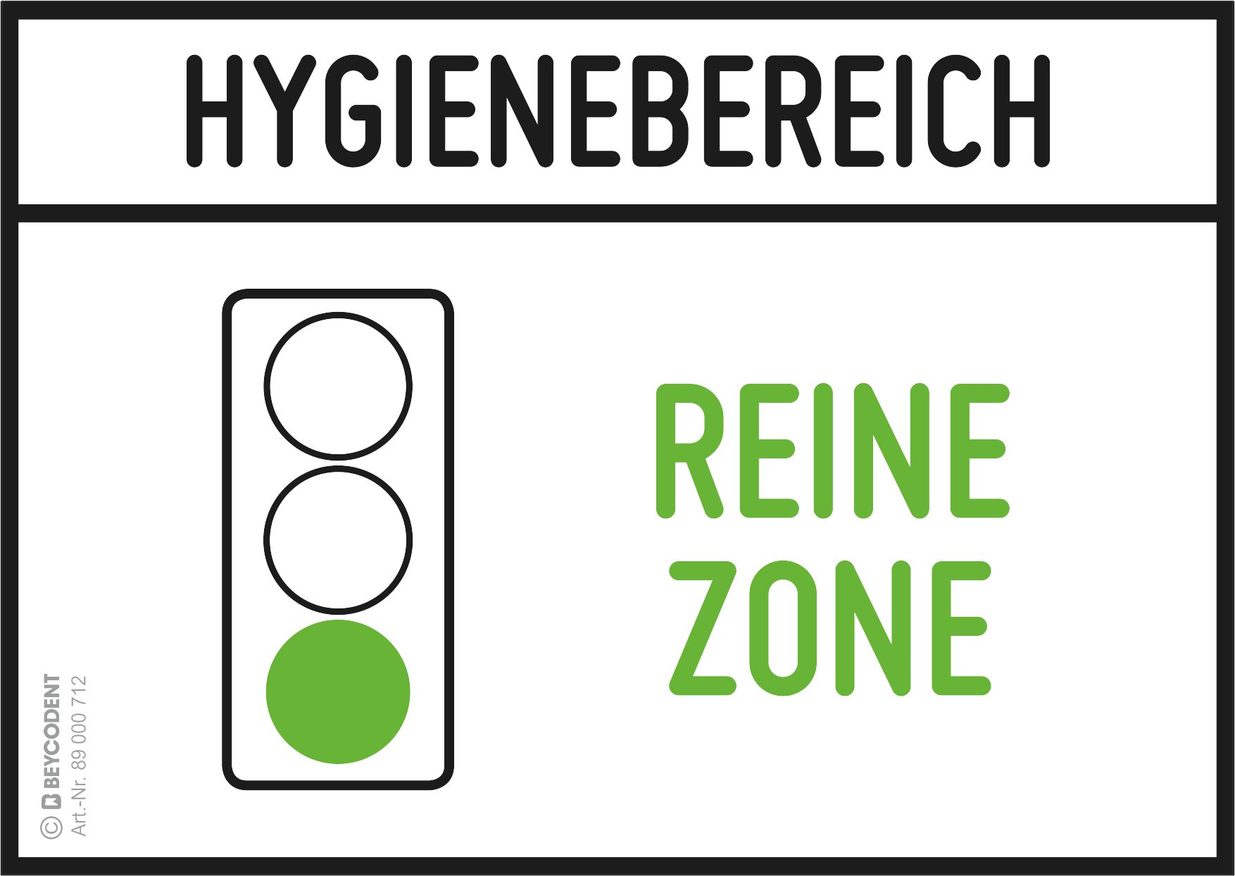 Selbstklebeschild - Hygienebereich - Reine Zone