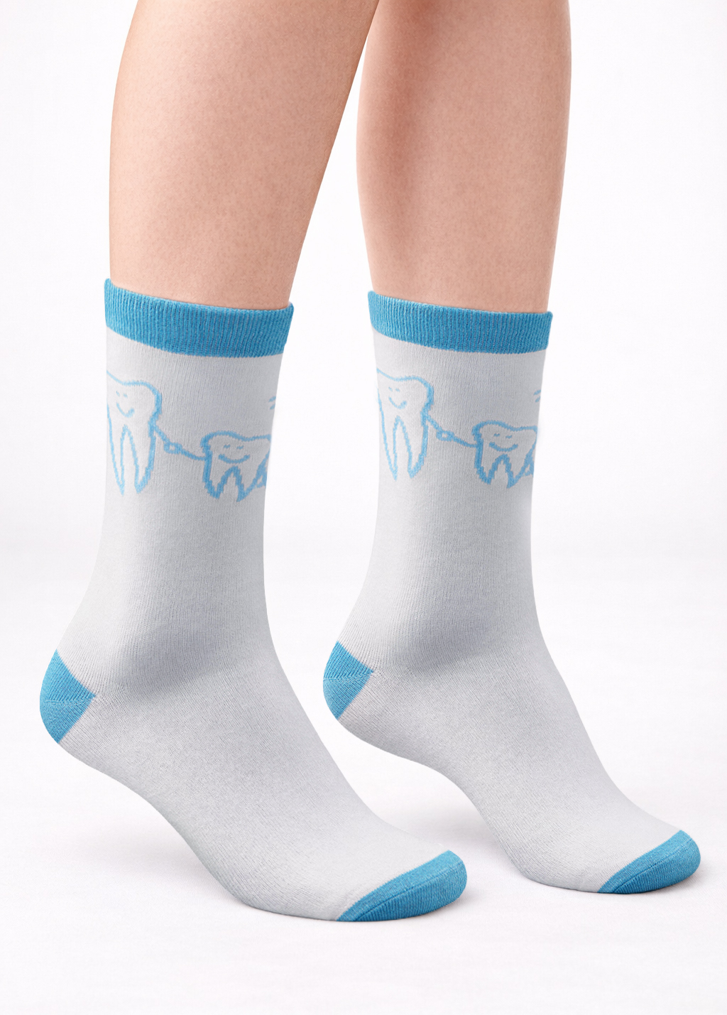 Zahnarzt Socken "Dreamteam" weiß hellblau – Lustiges Dental Motiv für das Praxisteam – unisex