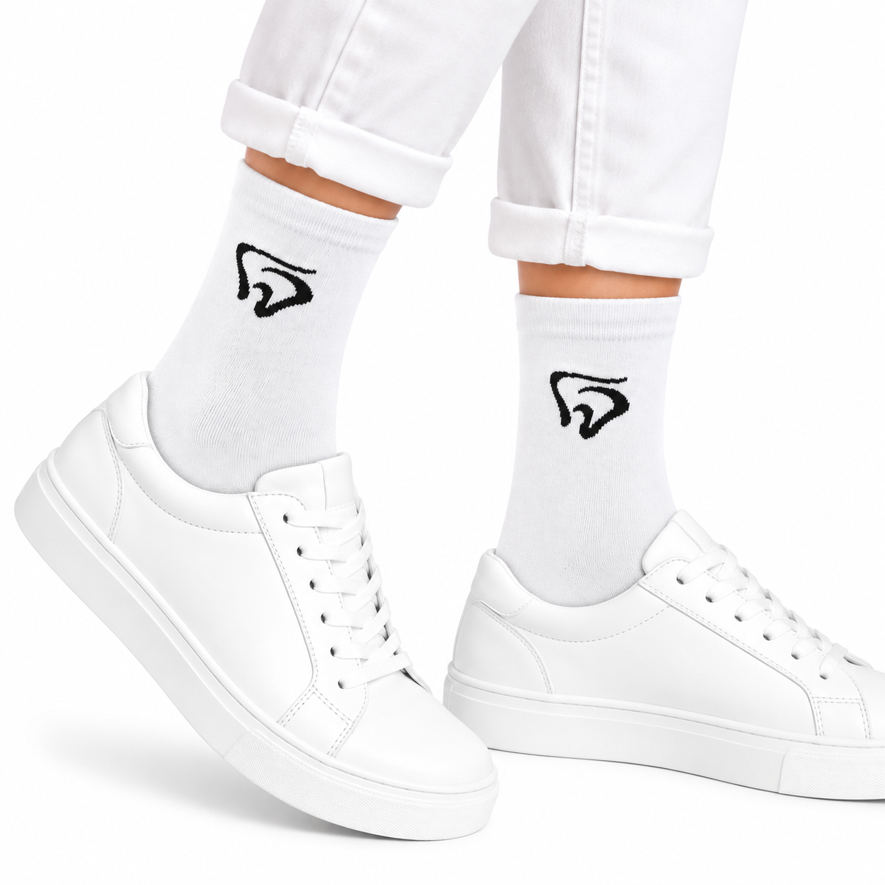 Zahn Motiv Socken "Swing-Dent" weiß, BEYCO-SOCKS – Minimalistisches Dental Motiv für die Praxis, Onesize 38-44