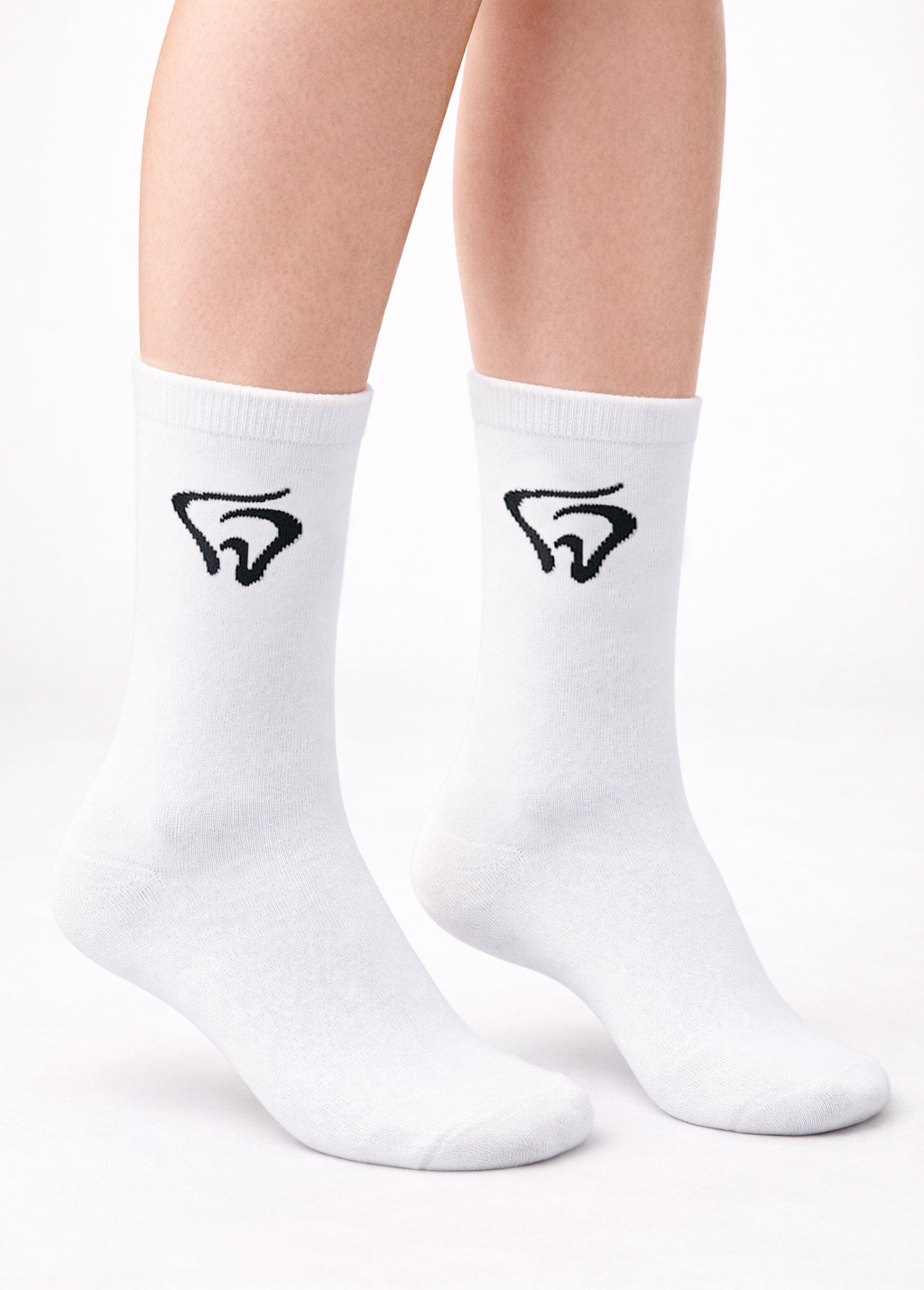 Zahnarzt Socken "Swing-Dent" weiß – Minimalistisches Dental Motiv für die Praxis – unisex
