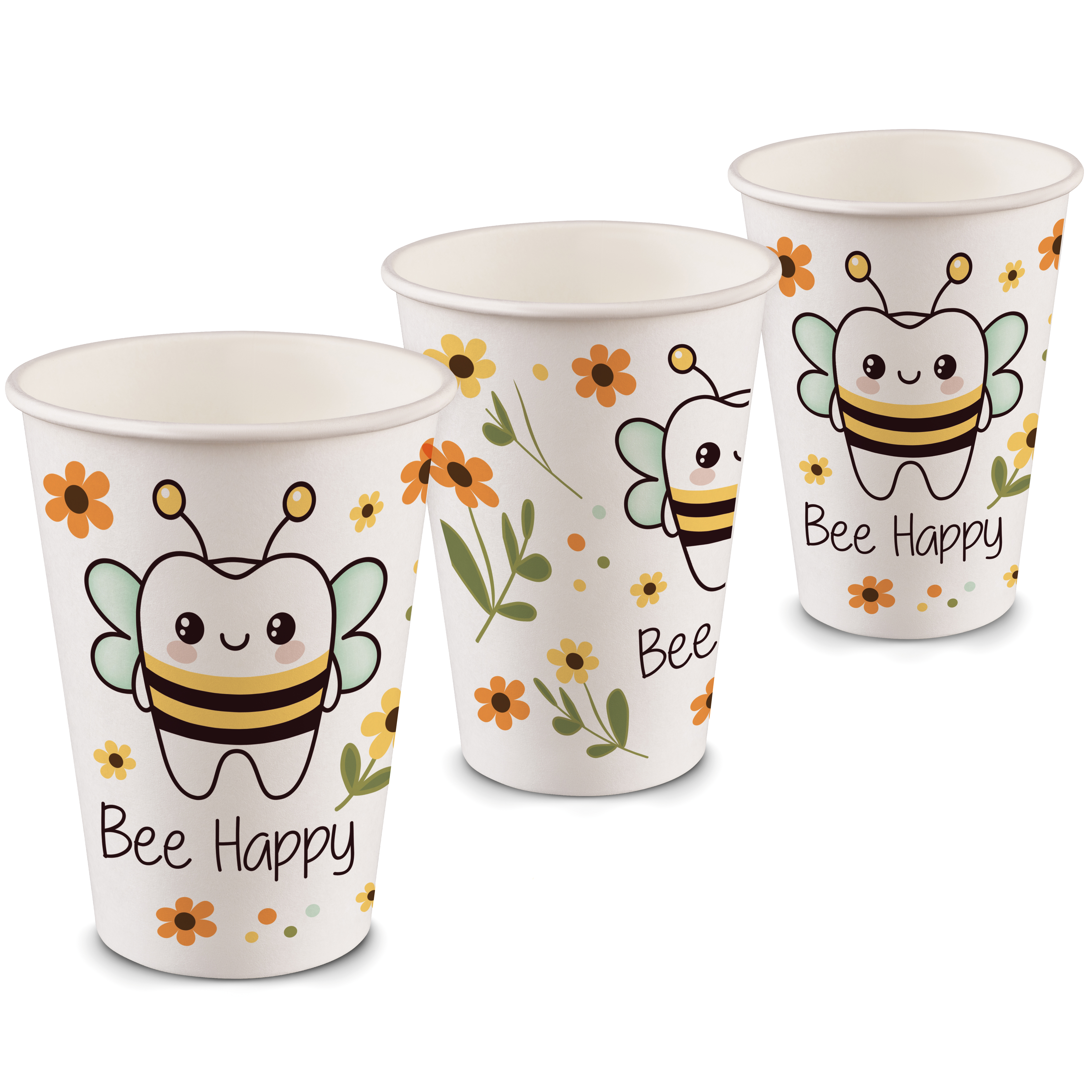 Mundspülbecher Hartpapier, recyclebar, Bee Happy
