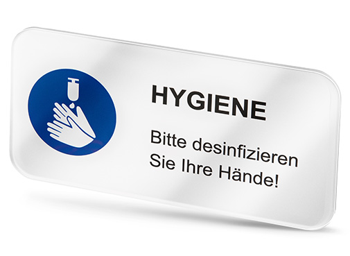 Plexiglasschild Hygiene