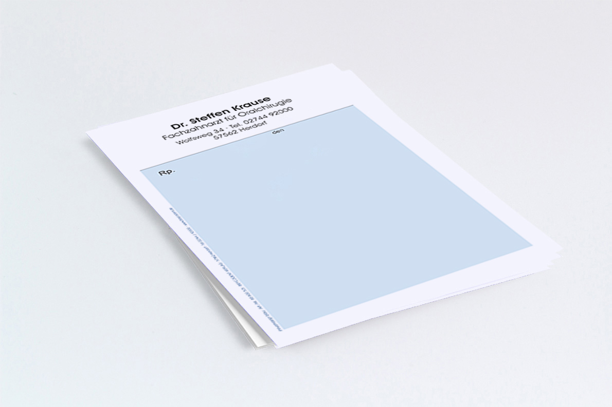 Privatrezept mit Praxiseindruck lose ungeblockt