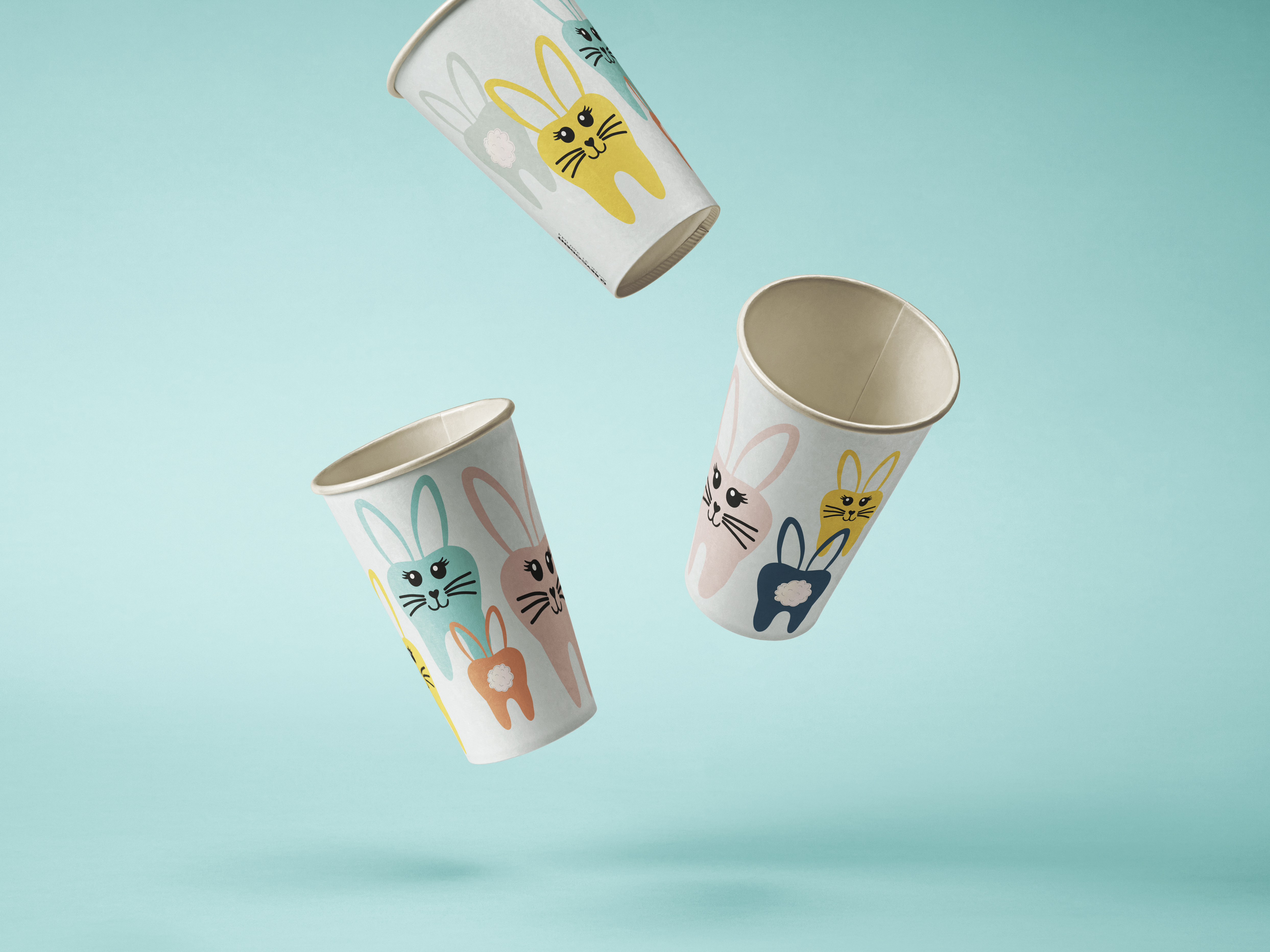 Mundspülbecher Hartpapier, Hasenzahnbande, 180ml