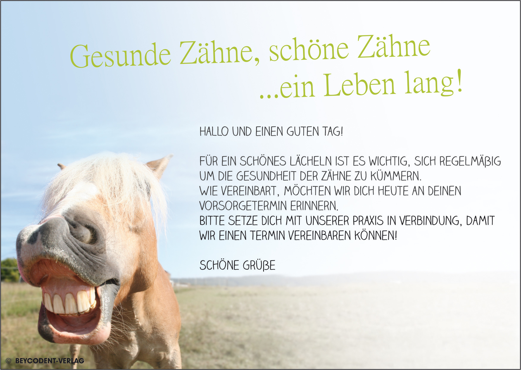 Zahnvorsorgekarte - Motiv: Pferd