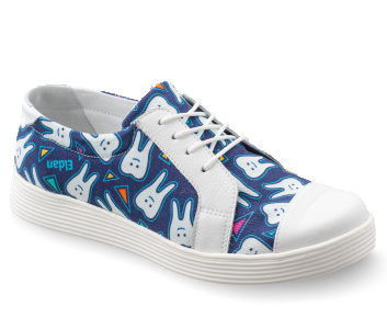 116 Med-Sneaker Damenhalbschuh Zahnmuster/blau