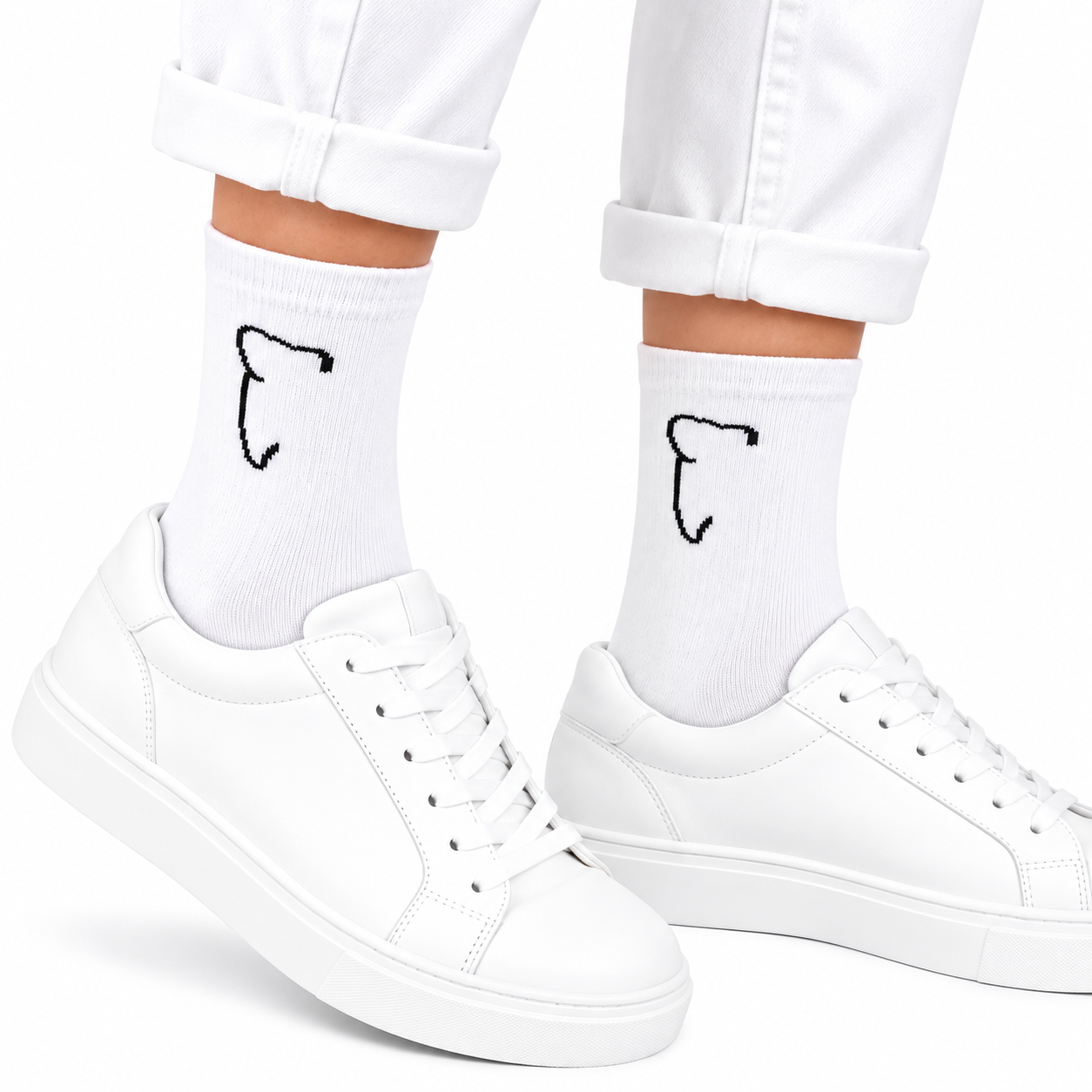 Zahn Motiv Socken "Dent-Art" weiß, BEYCO-SOCKS – Elegantes Zahn Motiv für Praxis & Team, Onesize 38-44