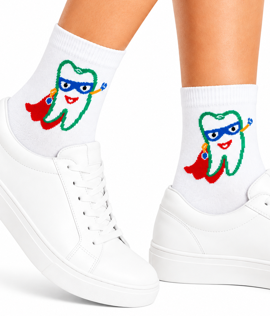 Zahn Socken Super Hero weiß 3-Pack, Onesize 38-44,  Beyco-Socks