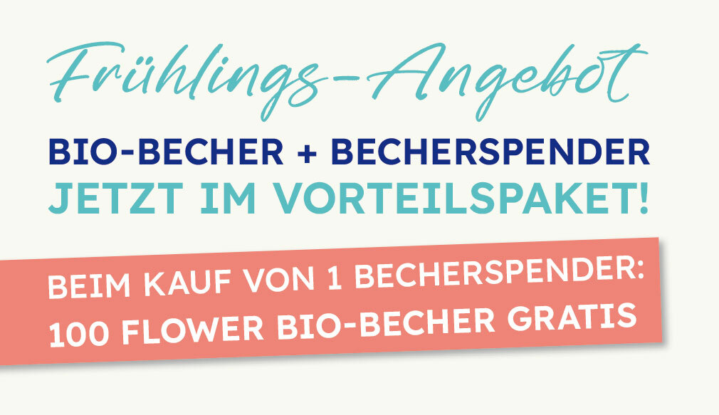 VORTEILSPAKET: Becherspender + 100 Bio-Becher GRATIS