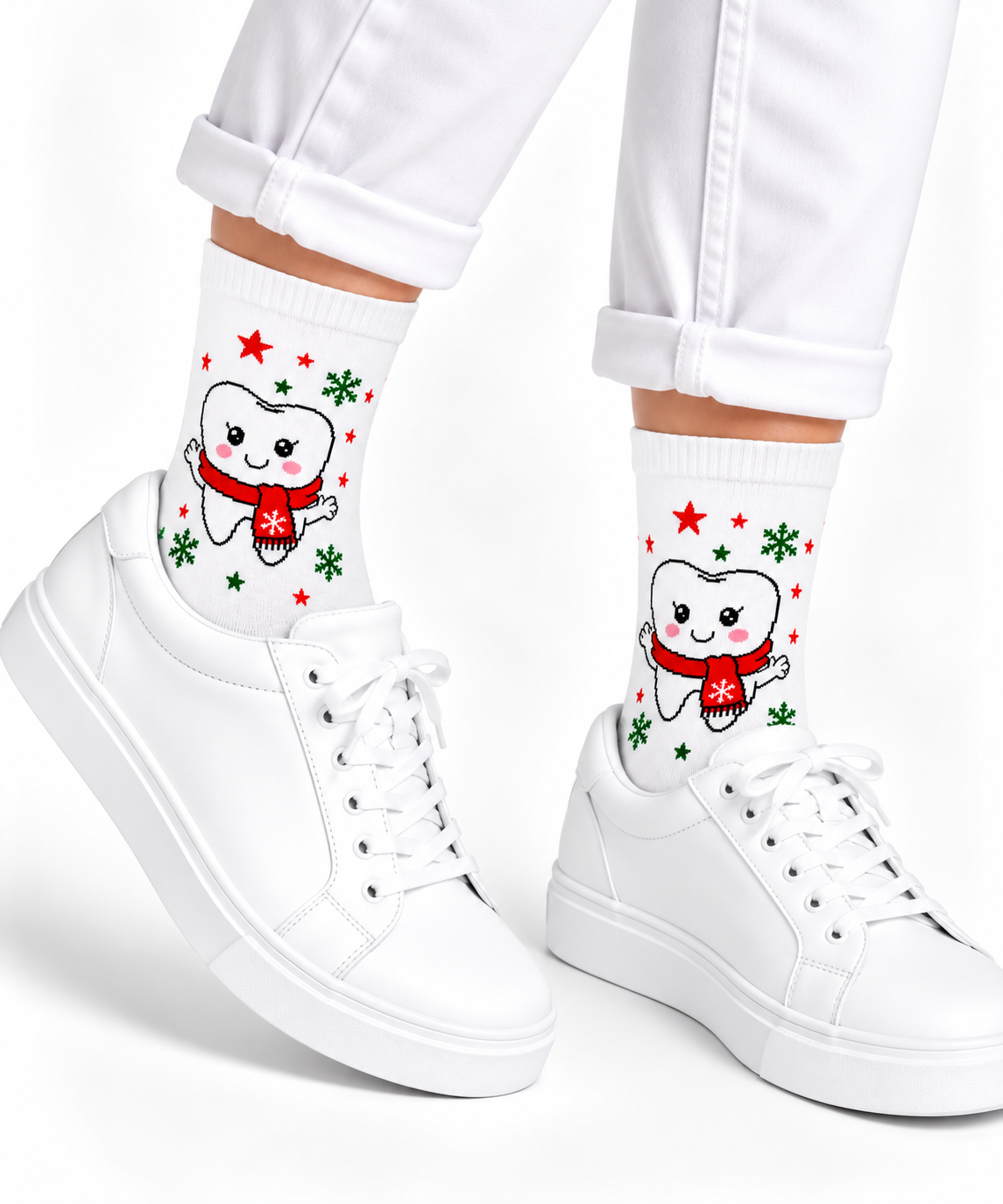 Winter-Weihnachtssocken Zahnarzt Edition – 3er-Pack weiß, Onesize 38-44, Beyco-Socks