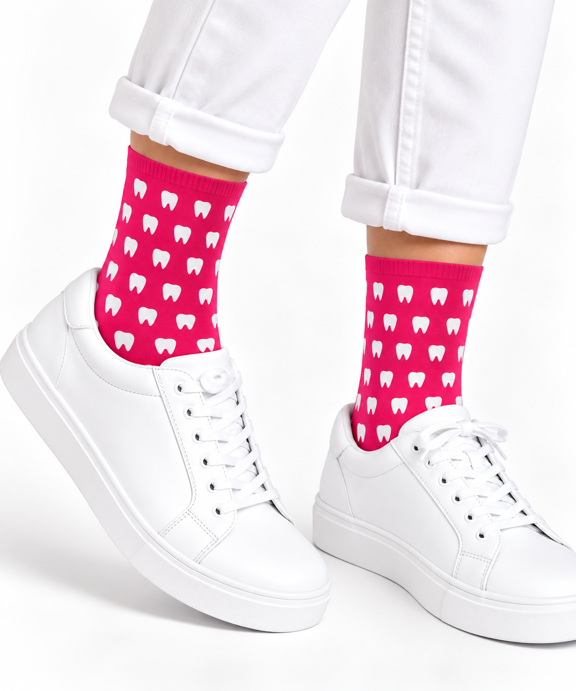Zahnarzt Socken 3er Pack „Bubblegum Blast“ – Lustige Zahn Socken für Zahnärzte & ZFA – Geschenk Zahnarzt – pink, Onesize 38-44, 