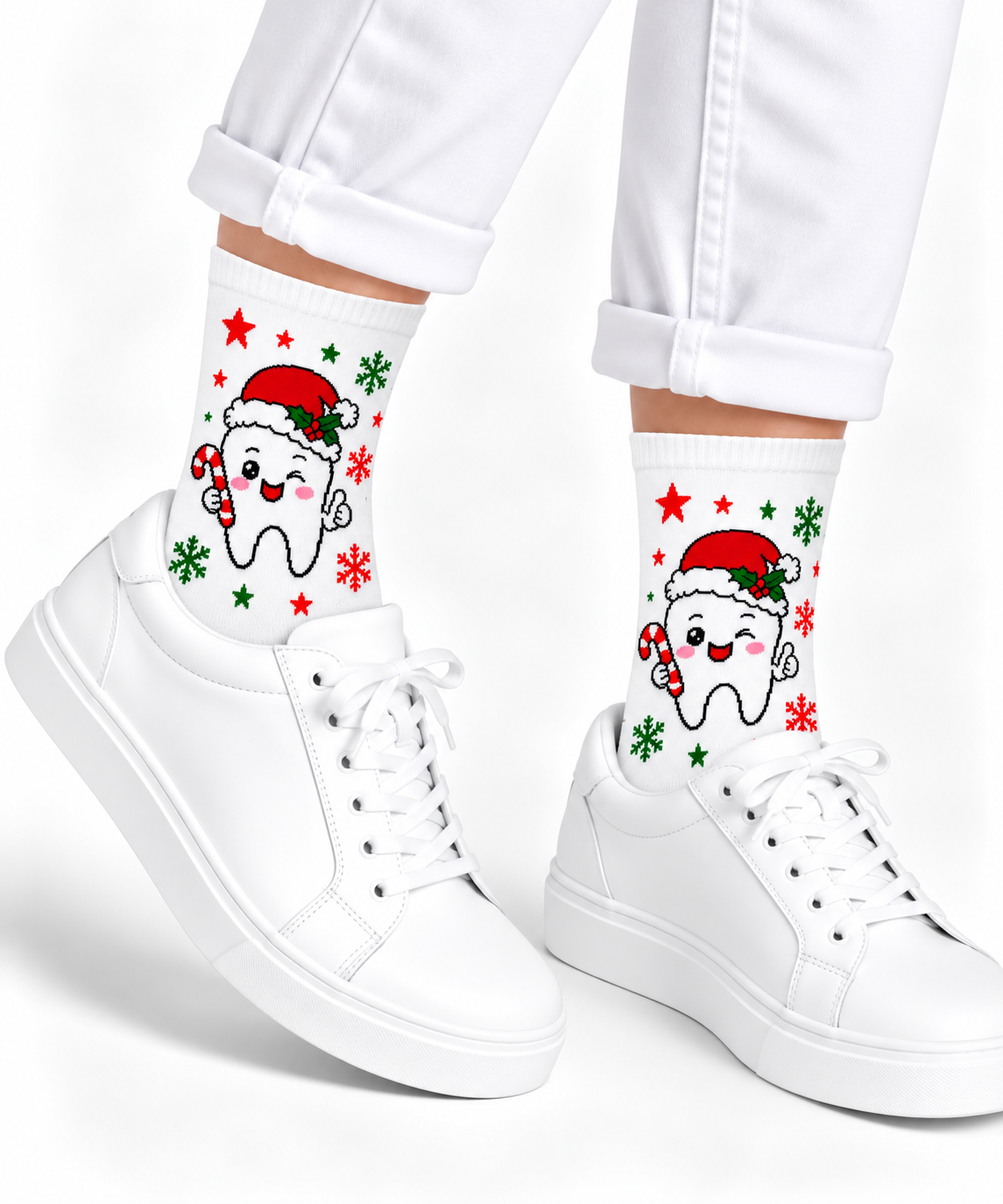 Winter-Weihnachtssocken Zahnarzt Edition – 3er-Pack weiß, Onesize 38-44, Beyco-Socks