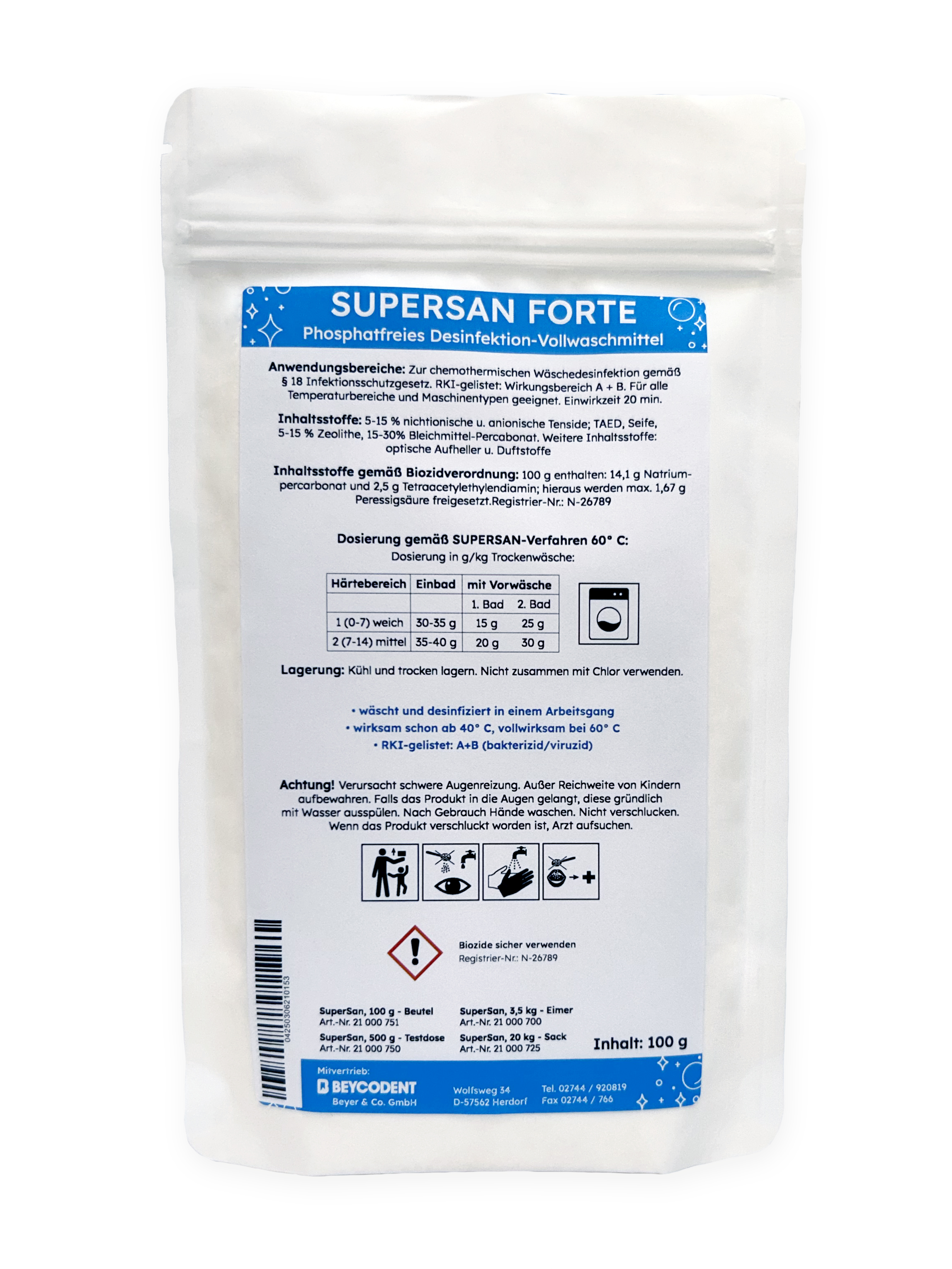 SuperSan forte 100g, Desinfektions-Vollwaschmittel 