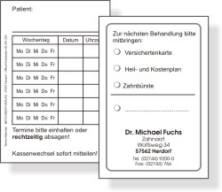Terminkärtchen im Scheckkarten-Format
