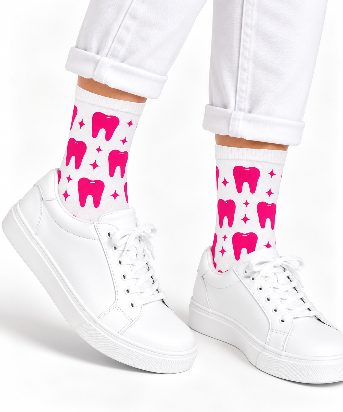 Zahnarzt Socken 3er Pack „Bubblegum Blast“ – Lustige Zahn Socken für Zahnärzte & ZFA – Geschenk Zahnarzt – pink, Onesize 38-44, 